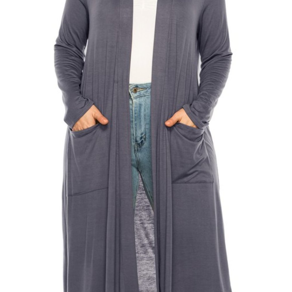 Plus size, solid duster cardigan - Picture 14 of 16